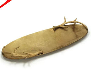 Plateau de service de forme ovale d'aspect martelé de qualité supérieure pour le restaurant et le bar d'hôtel - Product Image 4