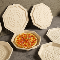Contenants à pizza octogonaux en bagasse compostables et écologiques, résistants et anti-graisse, pour la livraison de repas en restaurant