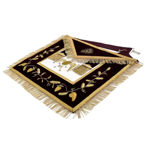 Custom Embroidered Masonic Apron Black Gold Fringe Classical Style Badge <b>Sew</b>-On Garment Accessory - Product Image 4