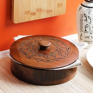 Boîte Chapati ronde en bois de luxe écologique avec casserole en verre durable pour la cuisine et la salle à manger Tradebyd - Product Image 4