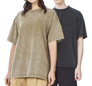 Alta calidad Unisex Boxy Plain 100% algodón Drop Shoulder Oversized Vintage ácido lavado camisetas con logotipo - Product Image 6