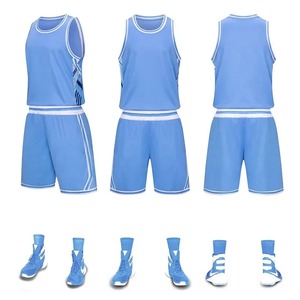 Camiseta de baloncesto, uniformes de baloncesto rápidos, equipo de entrenamiento de bolsillo para niños, camiseta de pelota azul personalizable para adultos, ropa deportiva - Product Image 3