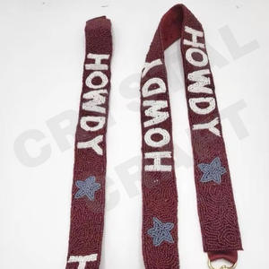 Sangle de sac à main perlée Star Howdy Sangles de sac en perles de rocaille en or blanc personnalisées pour sacs - Product Image 1