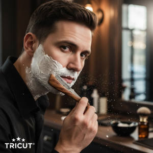 Navaja de Afeitar Recta TRICUT Premium con Mango de Madera, Navaja de Barbero Profesional con Soporte de Acero Inoxidable, Instrumentos de Salón y Belleza - Product Image 3