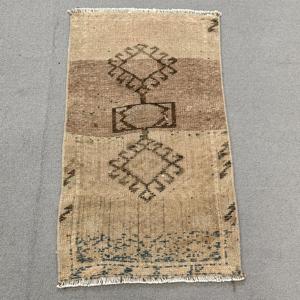 1.4x2.4 ft Rug, Turkish Vintage Rug, <b>Brown</b> <b>Wool</b> Rug - Product Image 1
