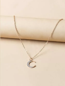 Pendentif en forme de C en demi-lune en or blanc jaune 10 carats diamant véritable naturel 0.15CT taille ronde IGI certifié réglage de la lunette OEM fin - Product Image 4