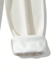 Pantalon de survêtement épais et ample pour homme, taille haute, décontracté, pour l'hiver, avec logo personnalisé brodé, en molleton - Product Image 5