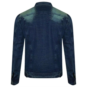 Veste en jean longue d'hiver pour homme sur mesure, en denim uni bleu, en coton, extensible, grande taille pour homme, en tissu de toile - Product Image 5