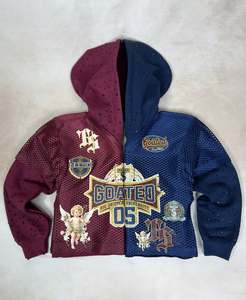 Nuevo diseño de conjuntos de dos piezas de algodón pesado, chándales con logotipo bordado personalizado parcheado para hombre, conjunto de chándales con apliques - Product Image 2