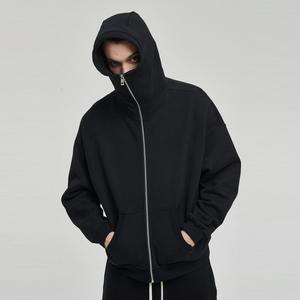 Pull-over à capuche zippé en coton personnalisé pour hommes, sweat-shirt à capuche zippé à épaules tombantes, sweats à capuche thermiques d'hiver fonctionnels - Product Image 3