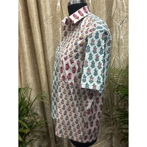 เสื้อเชิ้ตผู้ชายลำลองผ้าฝ้าย 100% ลายดอกไม้ หลายสี ผ้าป๊อปลินทอ ขนาด 5XL - Product Image 2
