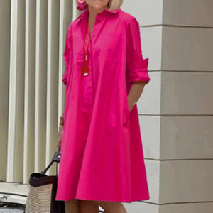 Producto nuevo de otoño 2025, <span class=keywords><strong>vestido</strong></span> Midi de manga larga con cuello de camisa estampado de <span class=keywords><strong>lunares</strong></span> a la moda y elegante - Product Image 2
