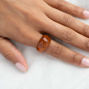 Bagues chrétiennes modernes en résine, forme géométrique, unisexe, pour usage quotidien, bijoux de mariage tendance, couleurs beige, blanc, orange - Product Image 5