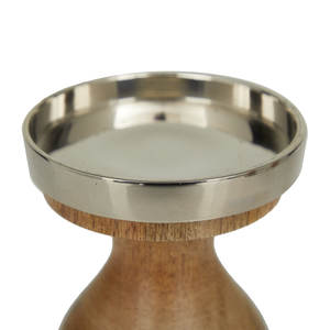 Meilleure qualité 3 pièces ensemble grands bougeoirs en bois de manguier incurvés à la main Design rustique base en métal de haute qualité décor à la maison noël - Product Image 3