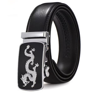 Trendy Luxury Brand Dragon Design Steel 3.5cm Premium Black Genuine <b>Leather</b> Cowhide Breathable Waterproof Customizable Men - Product Image 3