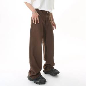 กางเกงยีนส์ขาตรงทรงขากว้างสำหรับผู้ชายกางเกงคาร์โก้น้ำหนักเบามีกระเป๋าแบบมีกระดุมสีพื้นสำหรับ8XL 6XL 7XL ขนาดใหญ่ฤดูร้อน - Product Image 3