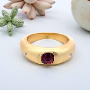 Bague unisexe rétro en argent sterling avec pierre précieuse sertie sur l'index, personnalisable, design tendance rouge palais, bijoux classiques vintage - Product Image 5