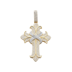 Collier pendentif croix en moissanite VVS glacée authentique plaqué or blanc certifié GRA Nouveau design fait à la main Colliers de mode - Product Image 1