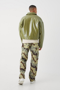 Nueva llegada Shine Olive Original chaqueta personalizada de cuero de vaca para hombres Chaquetas de cuero con estilo para hombres personalizadas para OEM - Product Image 5