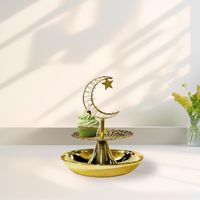Centre de table islamique pour le Ramadan avec croissant de lune et étoile en finition dorée