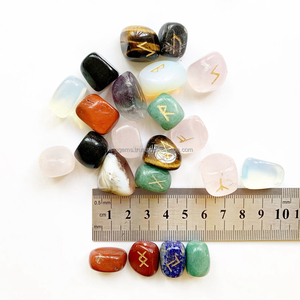 Juego de runas caídas de múltiples piedras naturales de 25 piezas de la mejor calidad, cristales curativos de ágata tallada, artesanías de piedra semipreciosa grabadas - Product Image 5