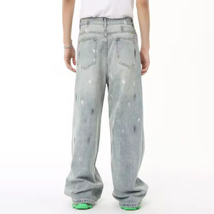 กางเกงยีนส์เดนิมวินเทจทรงหลวมแบบยูนิเซ็กซ์สำหรับผู้ชาย ดีไซน์ล่าสุด ขายส่ง รับสั่งทำ ปักลาย ติดหมุด ล้างสี - Product Image 2