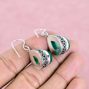 Zambian <b>Emerald</b> Gemstone <b>Earrings</b> 925 Sterling Silver Handmade Drop Dangle Jewelry Gift for Women Wholesale Price - Product Image 4