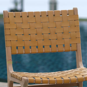 Corsica Dining <b>Chair</b> Modern <b>Teak</b> Leather Indoor Outdoor Dining <b>Chair</b> - Product Image 6