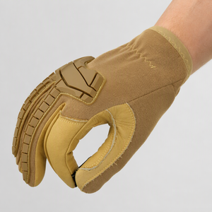 Gant tactique démontable en caoutchouc moulé par injection avec protection thermique en grille, paume en cuir de vachette brun, KEVLAR, pour extérieur, unisexe - Product Image 2