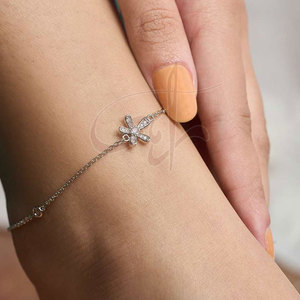 Detailed Flowers White & <b>Silver</b> Delicate And Feminine Pretty Item Formal And Casual Delicate <b>Anklet</b> - Product Image 4
