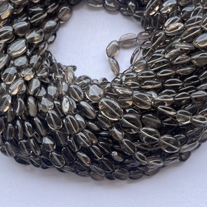 Perles de pierres précieuses ovales lisses en quartz fumé brun naturel de 6 mm, 8 mm, 10 mm, certifiées IGI, pour la fabrication de bijoux, pierres semi-précieuses - Product Image 2