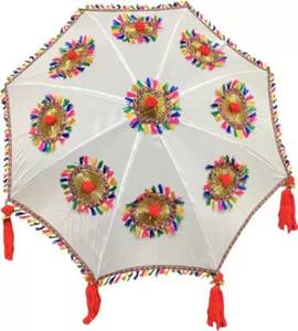 2026 Best Color Ethnic Handmade Decorative Umbrella Beautiful Decorated White Umbrella for Decorating Wedding Gift Indian Cotton - Product Image 1