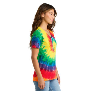 Tie Dye V Neck Cotton Tee | <b>Rainbow</b> Color Casual <b>T</b> <b>Shirt</b> | Custom Logo Printing | Wholesale Bulk Orders Available - Product Image 4