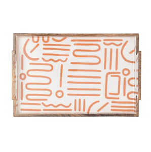 Bandeja DE SERVICIO DE MADERA impresa rectangular decorativa de latón AK con asa en multicolor a bajo precio para decoración de interiores de mesa - Product Image 3