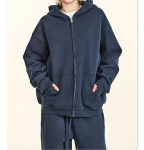 Wholesale Plus Size Men's Hoodies Full Zip up Custom Print Logo Hoodie for Men Blank Plain Fleece Oversized Zip Hoodie - Product Image 2