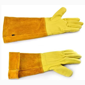 Vente en gros de gants de soudage Tig en cuir à longue main Gants rouges résistants à la chaleur pour les travailleurs de soudage - Product Image 5