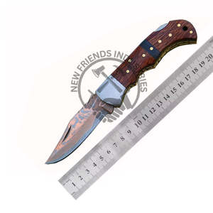 Vente chaude DIY Grade À La Main En Cuivre Damas Acier Couteau De Poche Pliant Personnalisable OEM pour Camping En Plein Air Randonnée Chasse - Product Image 6