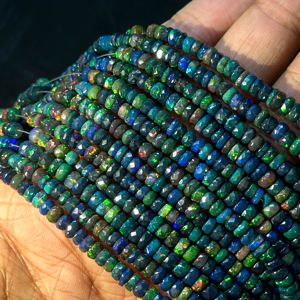 Cuentas Redondas Facetadas de Ópalo Etíope Negro AAAA, Cuentas de Ópalo de Fuego de Welo de 4-6 mm, Cuentas de Piedras Preciosas de Ópalo Negro Natural para la Fabricación de Joyas - Product Image 6