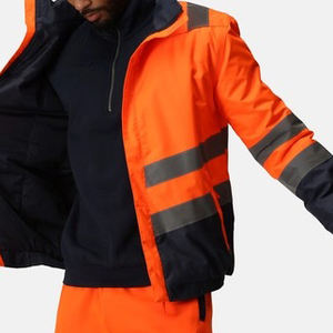 2024 Customizable Orange Safety Jacket Men High Quality Reflective Canvas <b>Work</b> Jacket Hooded <b>Stand</b> Winter High-Visibility - Product Image 3