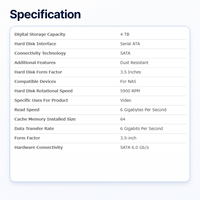 Drive HDD Bekas ST4000VN008 4TB 64MB 6Gb/s SATA 3.5" NAS HDD Hard Disk NVR DVR CCTV Desktop Data Center Server