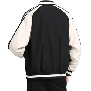 Wholesale Top Trending <b>Men</b> Canvas <b>Varsity</b> <b>Jacket</b> Single Button Contrast Sleeve Baseball Style Vintage Casual Thick Breathable - Product Image 6