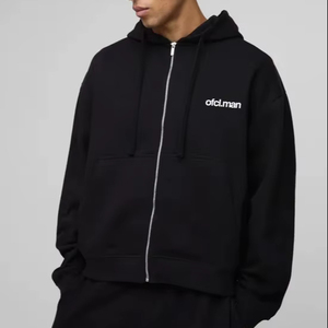 2025 invierno transferencia pantalla impresión todos los colores de gran tamaño hombres sudadera Zipp Sudadera con capucha algodón pesado calidad logotipo personalizado impresión OEM - Product Image 1