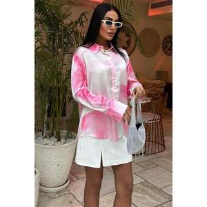 เสื้อเชิ้ตผ้าซาตินไล่เฉดสีชมพูลำลอง 3439 - Product Image 5