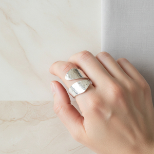 Modern <b>Brass</b> Minimalist <b>Ring</b> with Textured Hammered Finish - Product Image 2