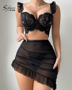 ชุดนอนเซ็กซี่ Sfy4118 ผ้าลูกไม้ลายดอกฉลุ แขนกุด กระโปรงสั้น ชุดเดรสผู้หญิงสุดเซ็กซี่ ชุดนอนผู้หญิง - Product Image 4