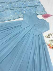 Lancement de la nouvelle tenue de soirée, Look robe et Dupatta ensemble robe traditionnelle entièrement cousue vêtements décontractés robe longue pleine allure Kurti - Product Image 4