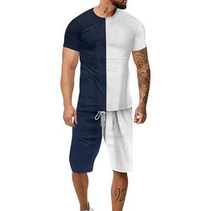 Nouvelle mode d'été pour hommes, tenue décontractée, ensemble de t-shirts courts à séchage rapide, imperméable à la taille élastique, grande taille, motif solide - Product Image 6