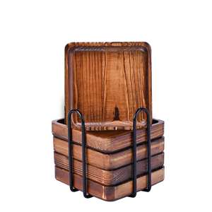 Sous-verres sophistiqués en bois de noyer fabriqués à la main ensemble de tapis/tampons élégants pour la décoration intérieure et la décoration de table - Product Image 1