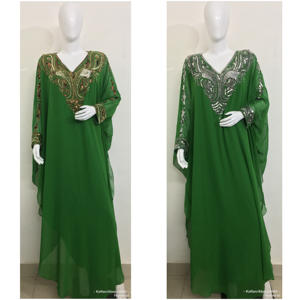 Robe Abaya Dubaï Kaftan turc 2025 perlée à manches longues brodée couleur unie fente soirée Cocktail vacances porter - Product Image 2