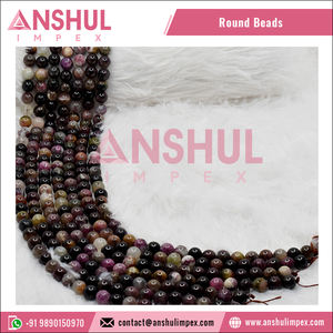 Cuentas redondas lisas de turmalina sandía 6mm, 8mm, 10mm 15 pulgadas por hebras - Product Image 6